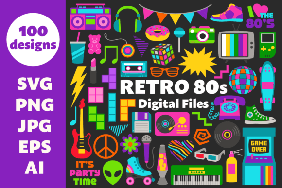 Download Retro 80s Clipart &amp; Vector Files - Vector Collection