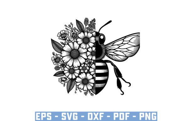 Download Gift Bee with Flowers Funny Vector Files - Vector Collection
