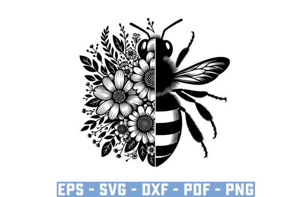 Download Gift Bee with Flowers Funny Vector Files - Vector Collection
