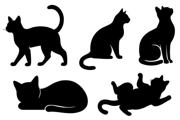 Download Black Cat Silhouette Vector Set - Premium Resources