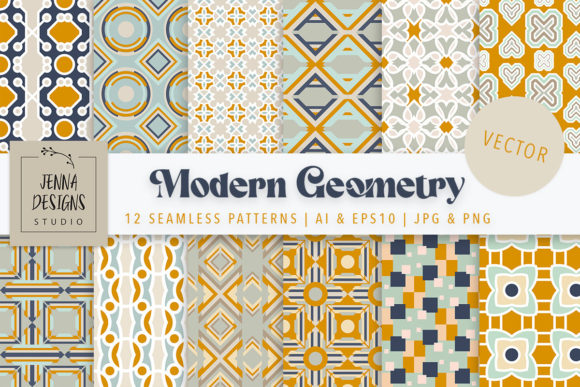 Download Modern Geometry | 12 Vector Patterns - Vector Collection