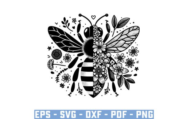 Download Gift Bee with Flowers Funny Vector Files - Vector Collection