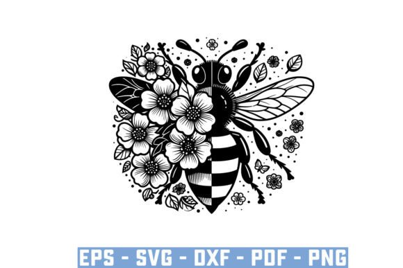 Download Gift Bee with Flowers Funny Vector Files - Vector Collection