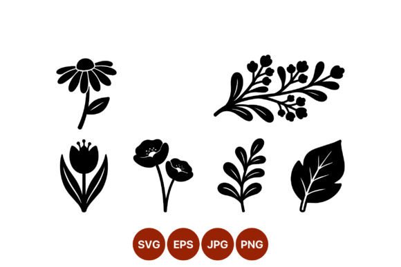 Download Black Floral Silhouettes Vector - Vector Collection