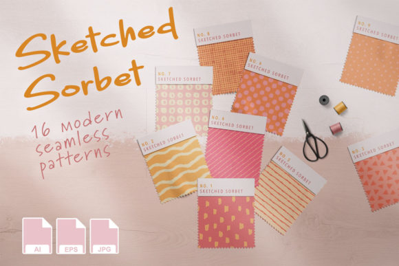 Download Sketched Sorbet Seamless Vector Patterns - Vector Collection