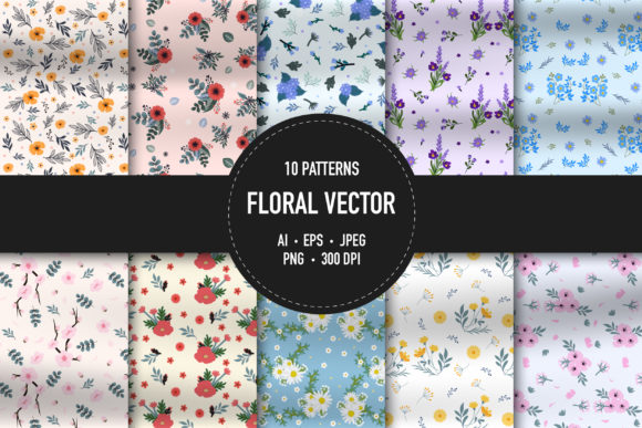 Download 10 Floral Vector Patterns - Vector Collection