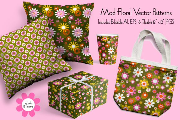 Download Mod Floral Seamless Vector Patterns - Vector Collection