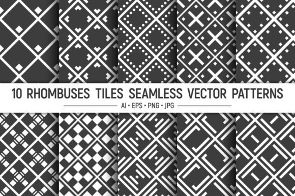 Download 10 Seamless Rhombuses Vector Patterns - Vector Collection
