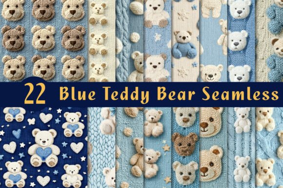 Download Blue Teddy Bear Seamless Repeat Pattern - Repeat pattern Collection
