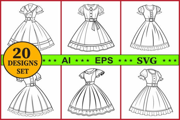 Download Feminine Dress Vector Designs Bundle Set - Vector Collection