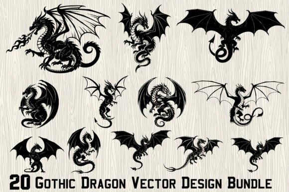 Download 20 Gothic Dragon Vector Design Bundle - Premium Resources