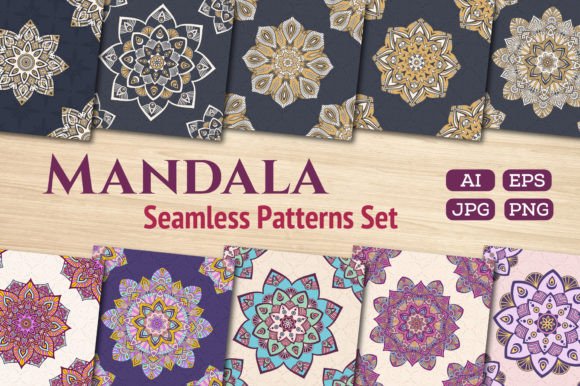 Download Floral Mandala Seamless Vector Patterns - Vector Collection