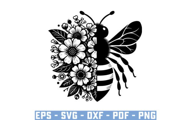 Download Gift Bee with Flowers Funny Vector Files - Vector Collection