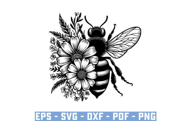 Download Gift Bee with Flowers Funny Vector Files - Vector Collection