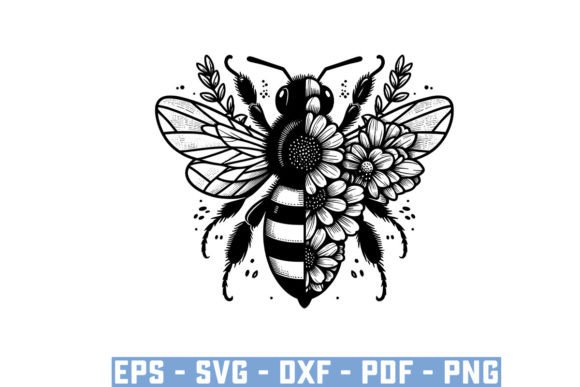 Download Gift Bee with Flowers Funny Vector Files - Vector Collection