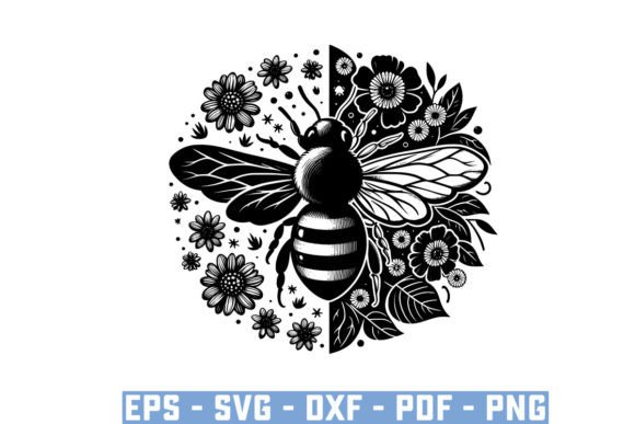 Download Gift Bee with Flowers Funny Vector Files - Vector Collection