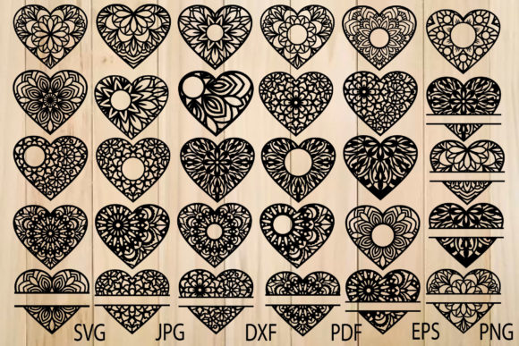 Download Vector Floral Mandala Heart Templates - Vector Collection