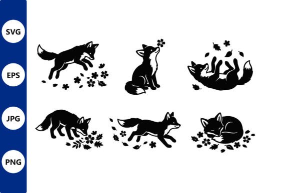 Download Fox Floral Silhouettes Vector Art - Vector Collection