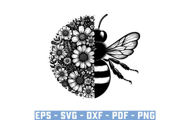 Download Gift Bee with Flowers Funny Vector Files - Vector Collection