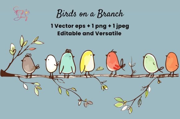 Download Birds on a Branch Vector EPS PNG CLIPART - Vector Collection