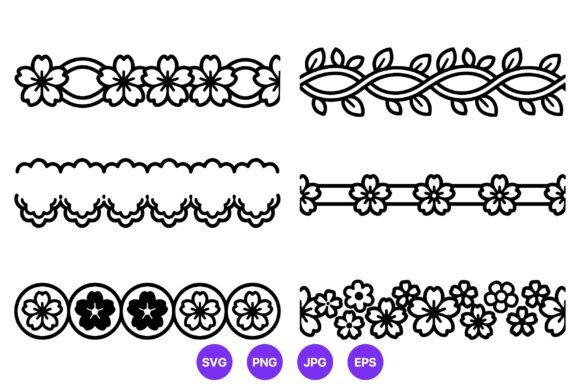 Download Floral Border Line Art Vector Patterns - Vector Collection